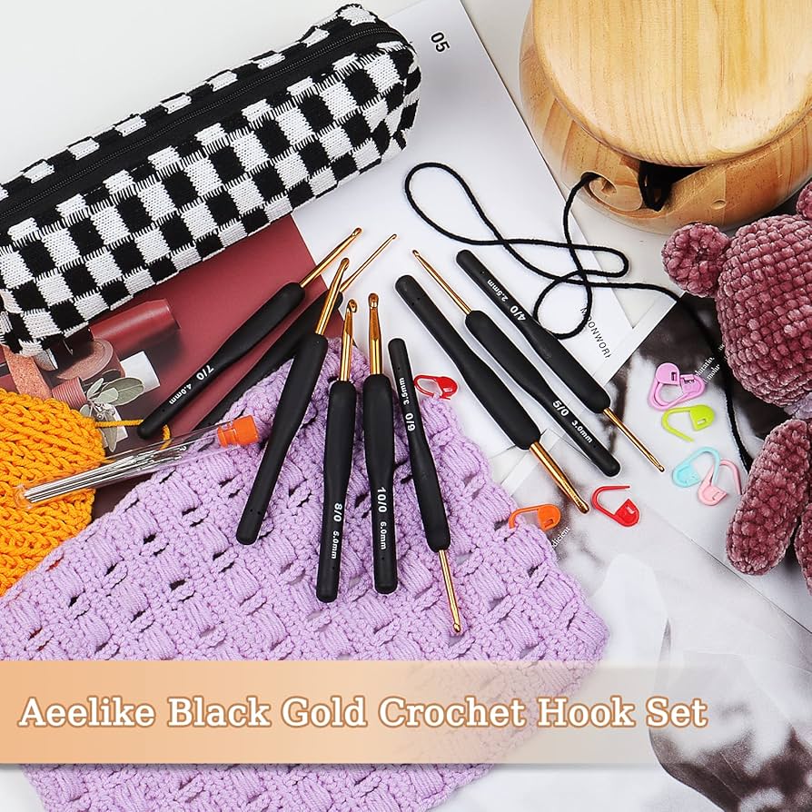 Amazon.com: Aeelike 31pcs Crochet Hook Set, Black Gold